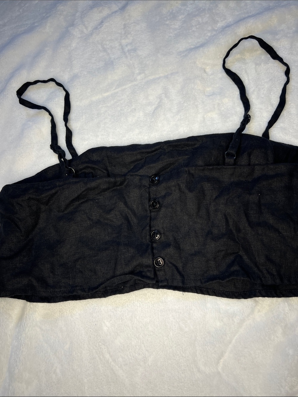 Reformation Black Square-Neck Cropped Camisole 100% Linen - Picture 4 of 7